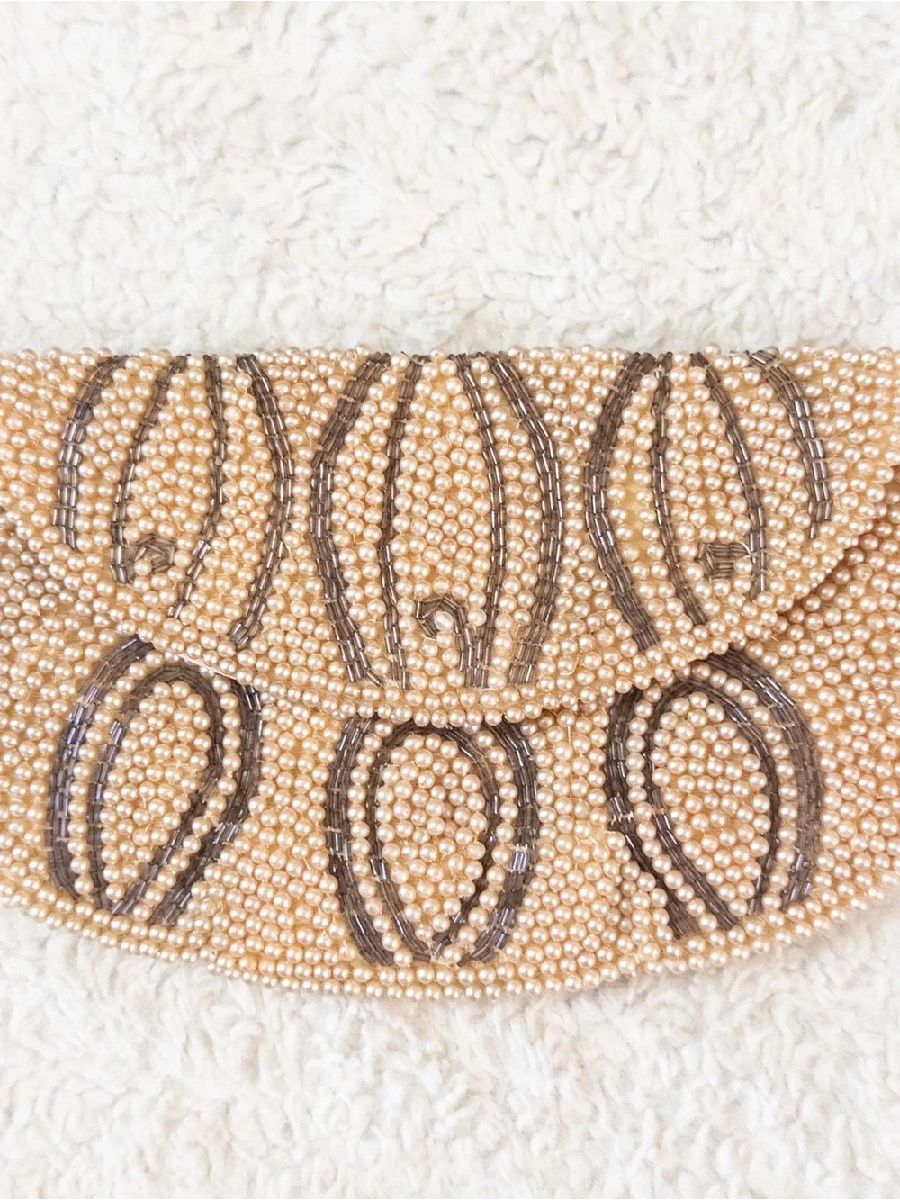 Vintage John Wind Faux Pearl Beaded Clutch Purse Evening Bag Japan